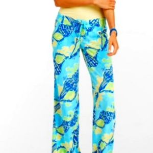 Lilly Pulitzer Blue Turqouise Seashell Conch drawstring pants S